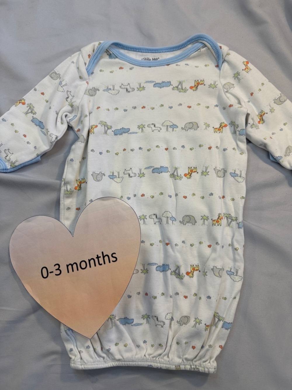 Little Me - convertible newborn Blue and White Sleep gown for Cozy Nights
